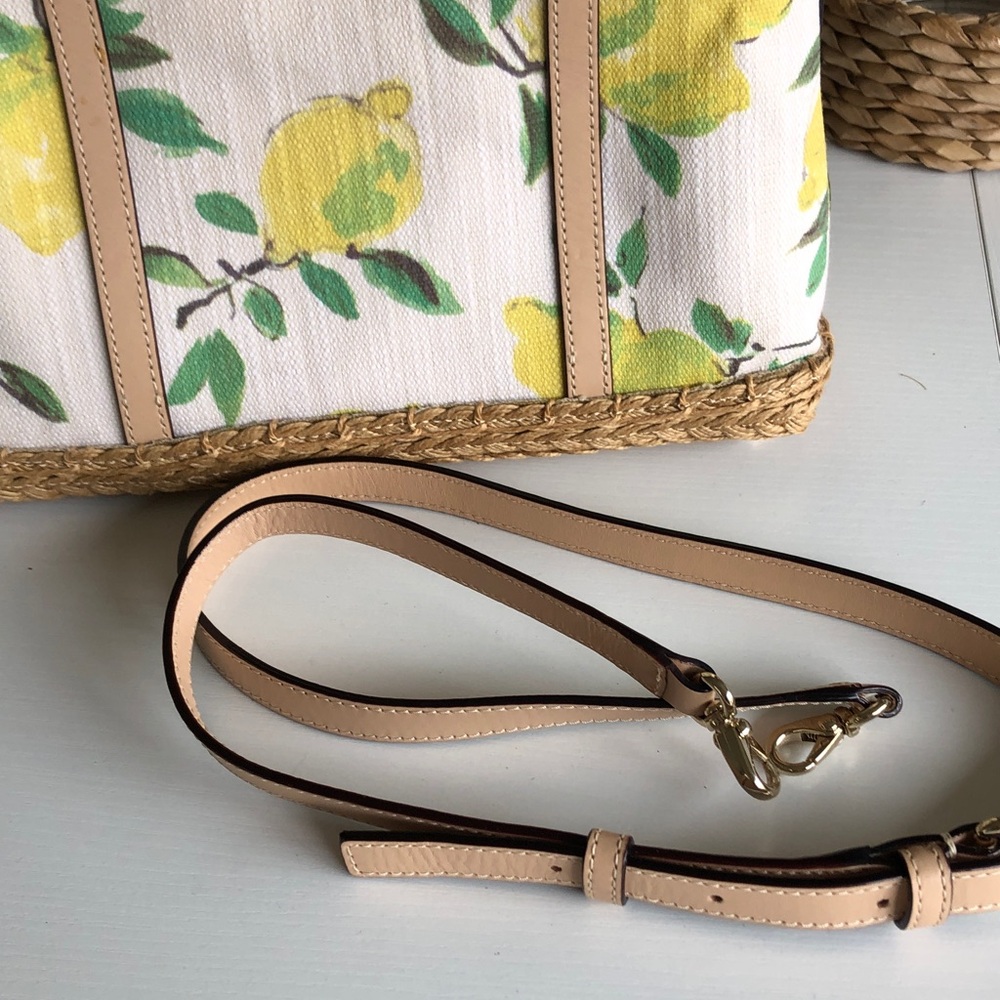 KATE SPADE Capri Espadrille Lemon Bow Rattan Straw Maise Satchel Crossbody bag - Picture 3 of 10